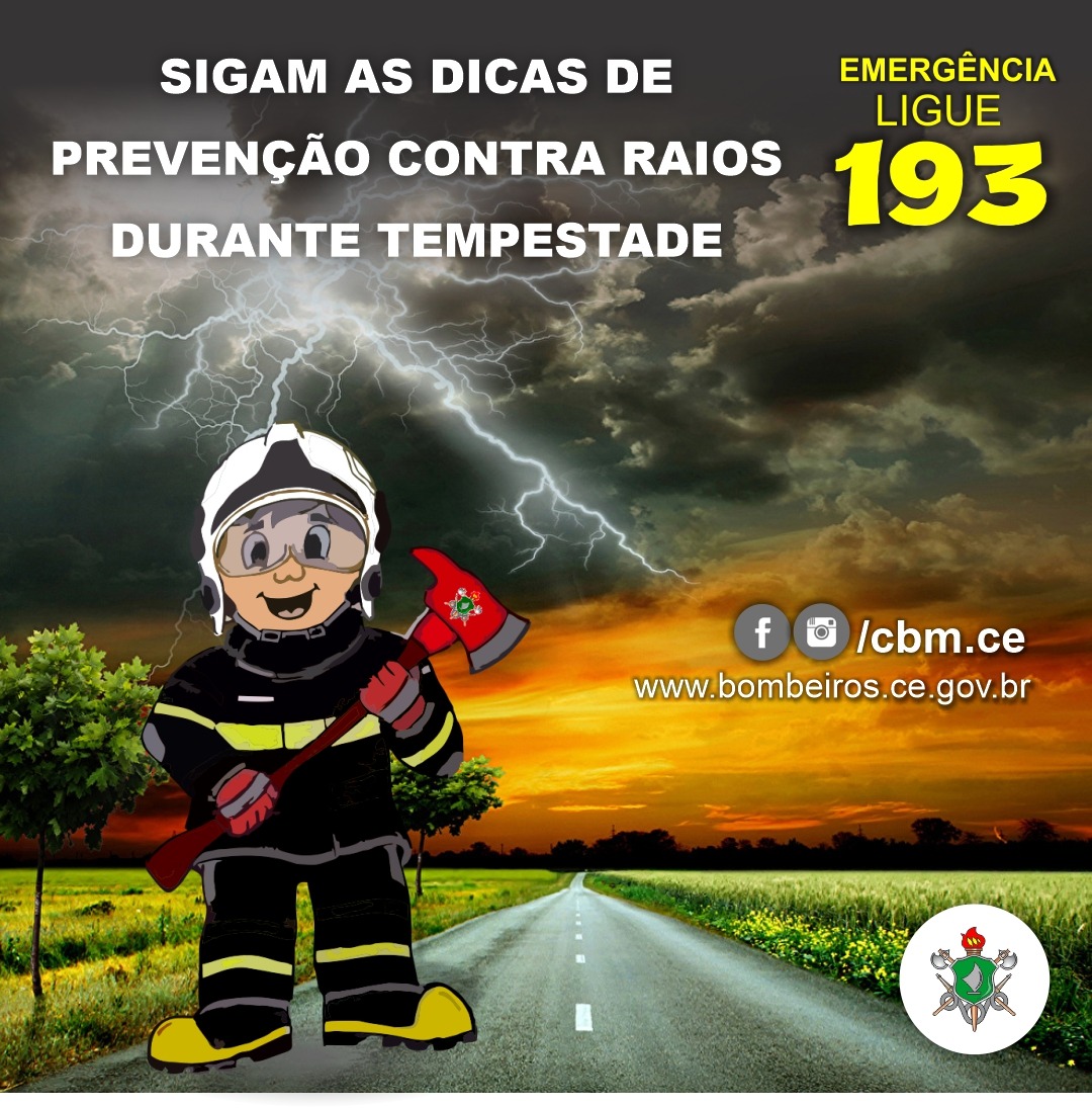 Bombeiros sugerem dicas de prevenção contra raios durante tempestade Corpo de Bombeiros Bombeiros sugerem dicas de prevenção contra raios durante tempestade Corpo de Bombeiros