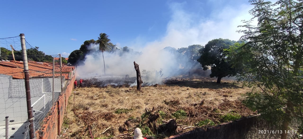 Corpo de Bombeiros debela incêndios na vegetação em Fortaleza e Juazeiro do Norte