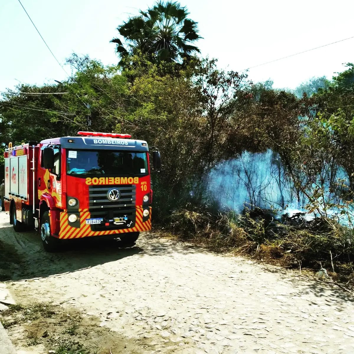 Bombeiros de Maracanaú apagam incêndio em vegetação no Parque Luzardo Viana