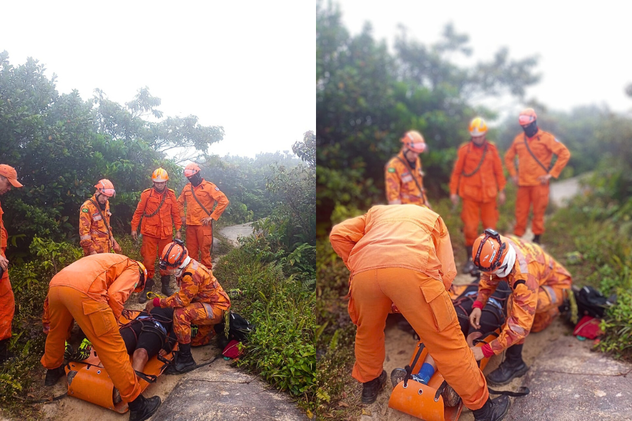 Corpo de Bombeiros resgata jovem no pico da Rajada