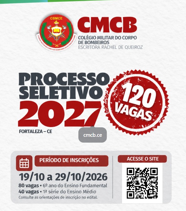Colégio Militar do Corpo de Bombeiros Escritora Rachel de Queiroz | Edital de seleção 2027